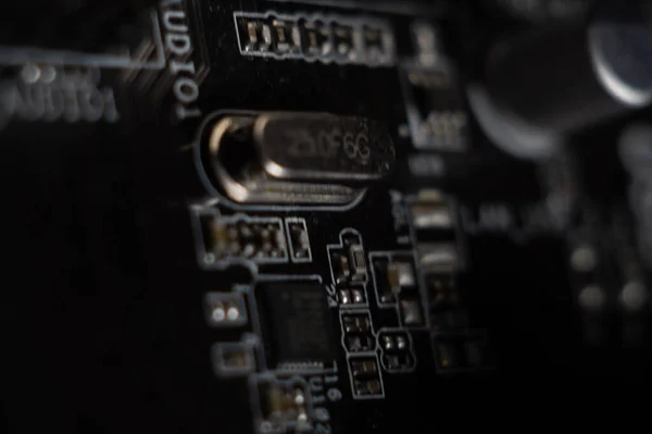 Closeup Details Mobo Main Circuit Board — Stock Photo, Image