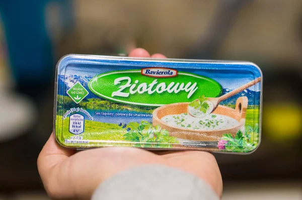 Poznan Polonia Marzo 2018 Queso Crema Bavierola Polaco Con Hierbas — Foto de Stock