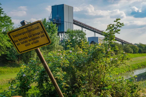 Sinal Baía Rio Emscher Fronteira Entre Herne Herten Alemanha — Fotografia de Stock