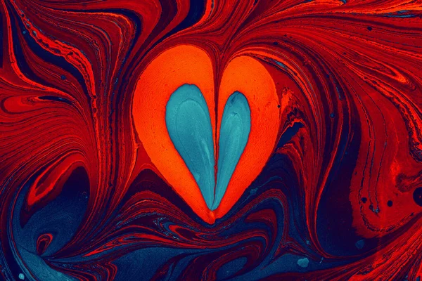 Een Abstracte Illustratie Van Hartvormige Olieachtige Rode Schilderkunst — Stockfoto