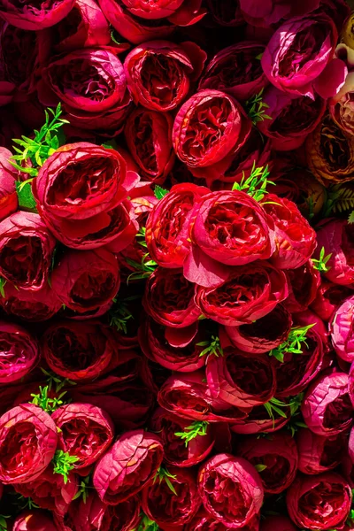 Vertical Shot Bunch Red Roses Green Leaves — Stock Photo, Image