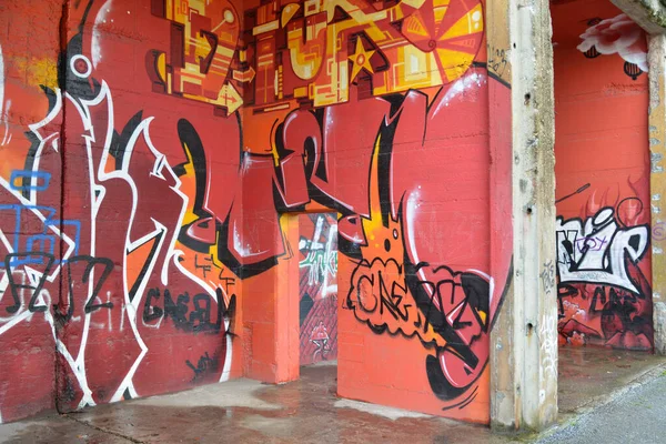 Duisburg Allemagne Février 2013 Vue Beau Graffiti Sur Mur Rheinpark — Photo