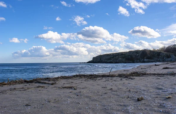 Une Vue Panoramique Une Plage Par Une Journée Calme — Photo