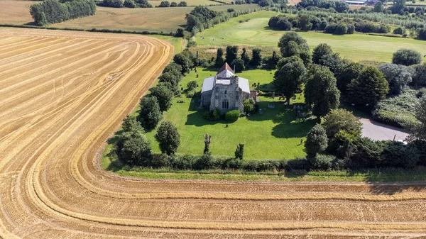 Légi Kilátás Plébánia Templom All Saints Bedfordshire Templom Között Vidéki — Stock Fotó