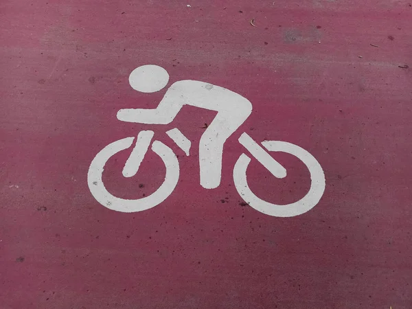 Bisiklet Şeridinin Trafik Işaretinin Yukarıdan Çekimi — Stok fotoğraf