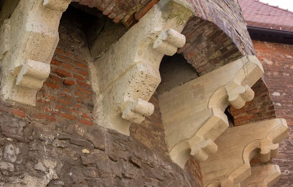 Architectonische Details Van Het Corvin Kasteel Hunedoara Roemenië — Stockfoto