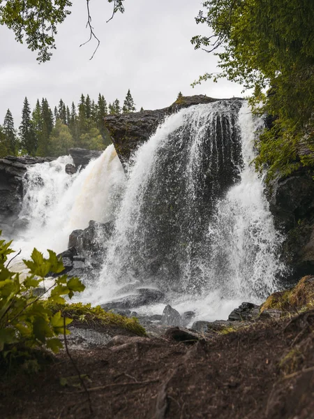 Malownicze Ujęcie Wodospadu Steinsdalsfossen Otoczonego Lasem Górskim Norwegii — Zdjęcie stockowe