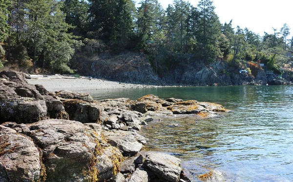 Oceano Intocado Claro Com Costa Rochosa Ilha Vancouver Parque Nanoose — Fotografia de Stock