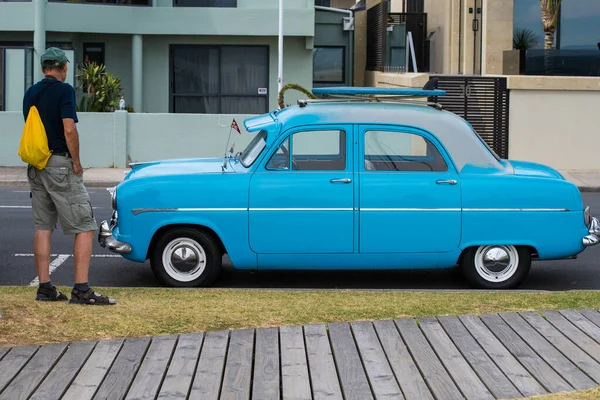 Tauranga Nueva Zelanda Agosto 2019 Coche Vintage Color Azul Brillante — Foto de Stock