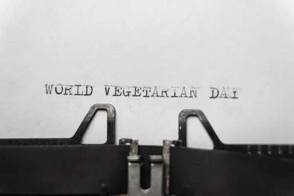 Worlds Vegetarian Day Typed Words Typewriter Vintage — Stock Photo, Image