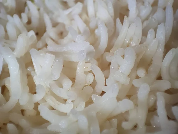 Macro Shot Cooked White Rice Making Biriyani — Stock Photo, Image