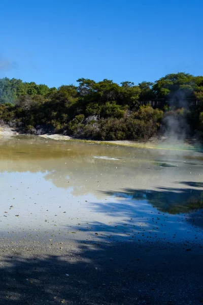 Varmkokande Ler Och Svavelkällor Grund Vulkanisk Aktivitet Wai Tapu Nya — Stockfoto