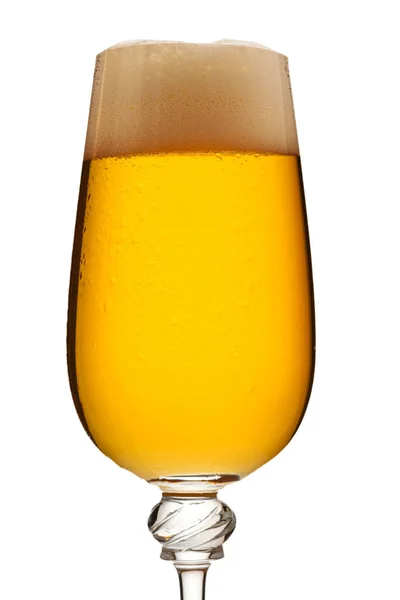Крупним Планом Склянку Свіжого Пива Піною Ізольовані Білому — стокове фото
