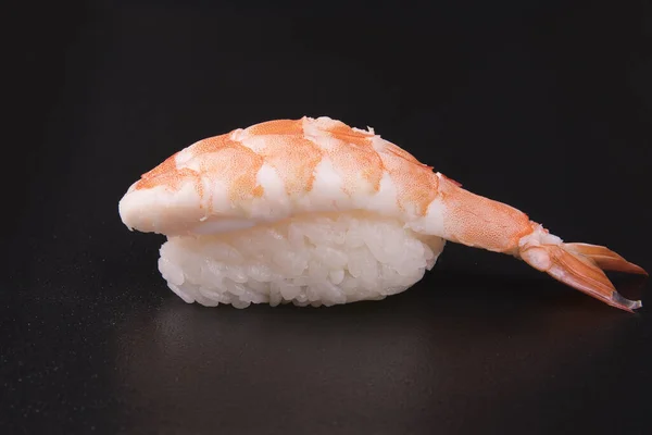 Närbild Ebi Sushi Svart Bakgrund — Stockfoto