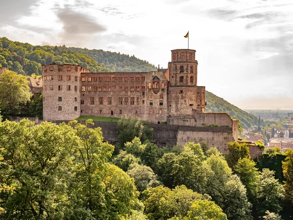 Widok Lotu Ptaka Zamek Heidelberg Niemcy Wzgórzu — Zdjęcie stockowe