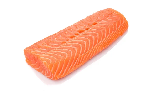 Primer Plano Filete Salmón Naranja Crudo Aislado Blanco — Foto de Stock