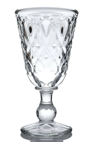 Primer Plano Vaso Cristal Vintage Vacío Aislado Blanco —  Fotos de Stock