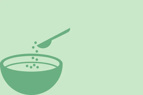 Uma Ilustração Minimalista Ícone Mingau Cereal Uma Tigela Fundo Verde — Fotografia de Stock