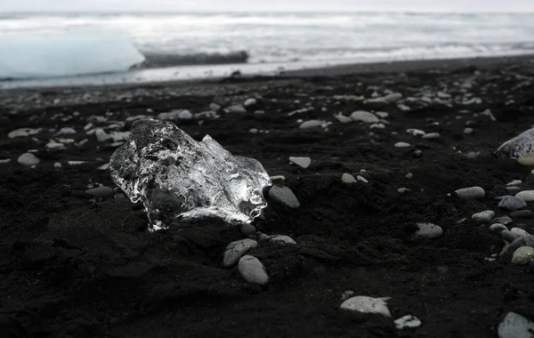 Buzul Kütleleri Zlanda Diamond Sahili Nde Kıyıya Vurdu — Stok fotoğraf