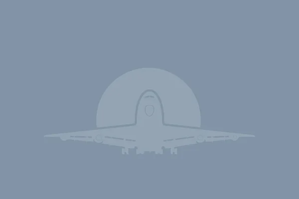灰色の背景に飛行機のアイコンのミニマルなイラスト — ストック写真