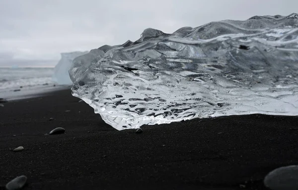 Buzul Kütleleri Zlanda Diamond Sahili Nde Kıyıya Vurdu — Stok fotoğraf