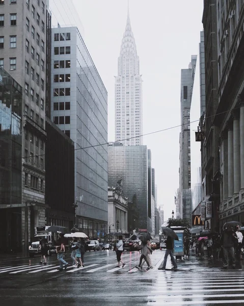 Nyc Estados Unidos Agosto 2017 Plano Vertical Las Lluviosas Calles — Foto de Stock