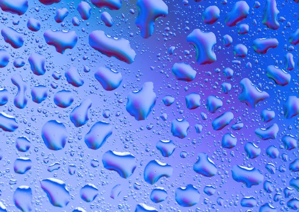 Uma Renderização Fundo Azul Com Gotas Água Sobre Ele — Fotografia de Stock