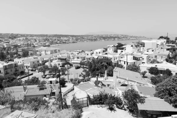 Uma Foto Tons Cinza Bela Cidade Rethymno Creta Grécia — Fotografia de Stock