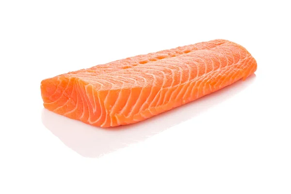 Closeup Shot Raw Orange Salmon Filet Isolated White — Stock Photo, Image