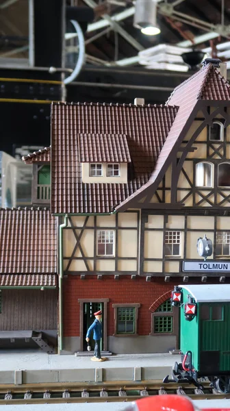 Eine Vertikale Aufnahme Eines Bahnhofs Eisenbahnmuseum Ljubljana — Stockfoto