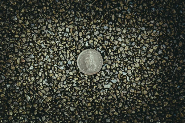 Top View Coin Small Stones — Stock Photo, Image