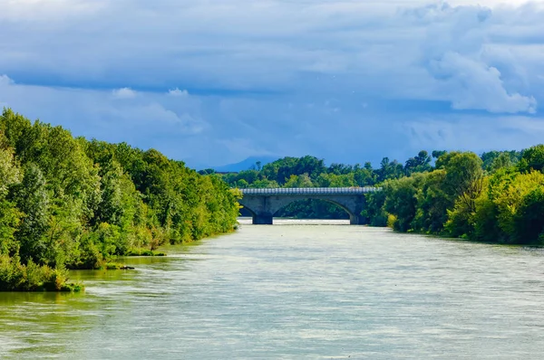 Dálniční Most Přes Řeku Enns Hranici Mezi Dolním Horním Rakouskem — Stock fotografie