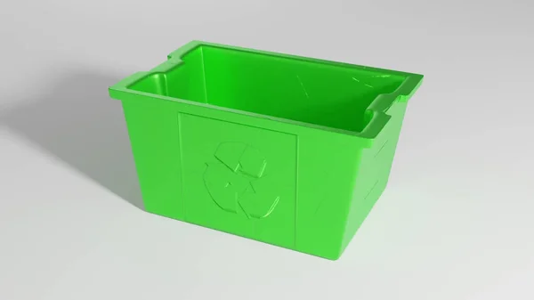 Zielone Puste Pudełko Jest Izolowane Tle Światła — Zdjęcie stockowe