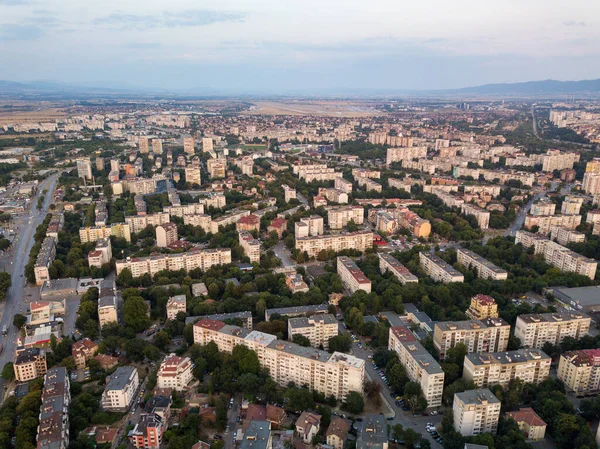 Veduta Aerea Una Città Tramonto — Foto Stock