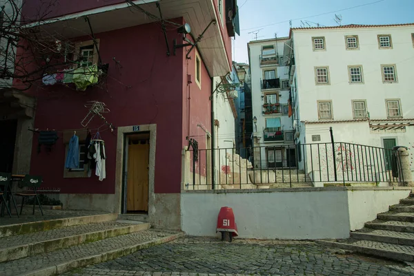 Lisbonne Portugal Février 2009 Une Rue Typique Lisbonne Avec Des — Photo