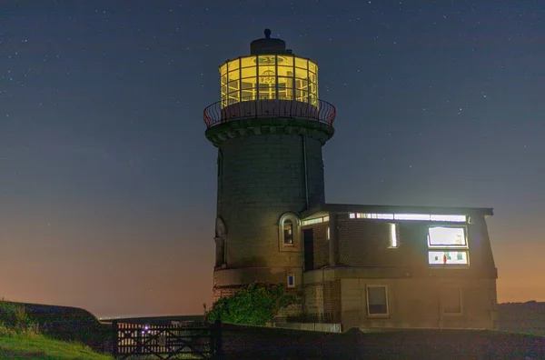 Lighthouse Tower Dark Blue Starry Sky Night — Stock Photo, Image