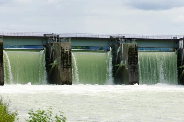 Open Flood Gates Power Plant River Enns Upper Austria — Stock Photo, Image