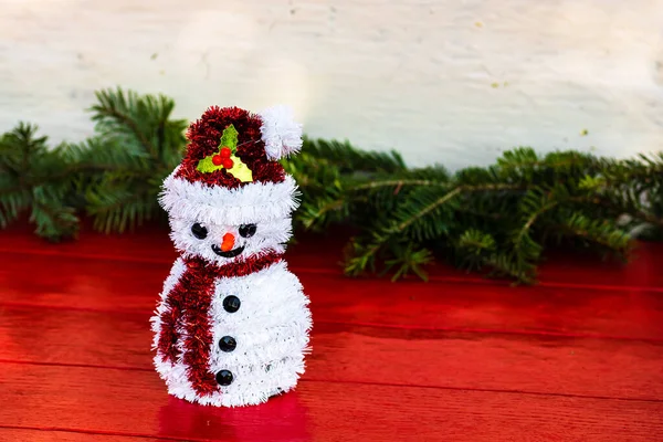 Gros Plan Une Figure Festive Bonhomme Neige Pour Les Décorations — Photo