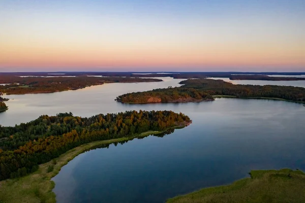 Letecký Pohled Sluncem Zalité Ostrovy Geta Alandu Klidný Letní Západ — Stock fotografie