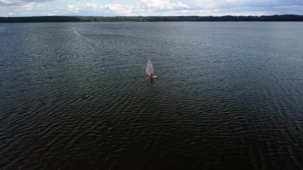 Una Hermosa Toma Una Joven Mujer Pie Orilla Del Lago — Vídeo de stock