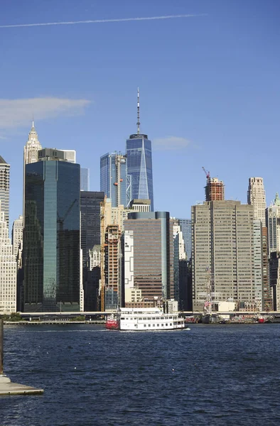 Plano Vertical Del Horizonte Manhattan Desde Brooklyn Bridge Nueva York —  Fotos de Stock