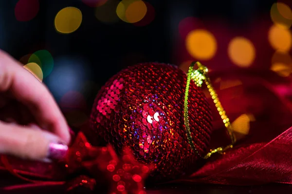 Güzel Dekoratif Noel Süslerinin Yakın Çekimi — Stok fotoğraf