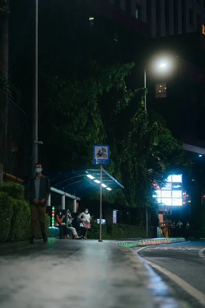 Jakarta Indonesia Jul 2021 Bus Station Night Scbd Area Jakarta — Stock Photo, Image