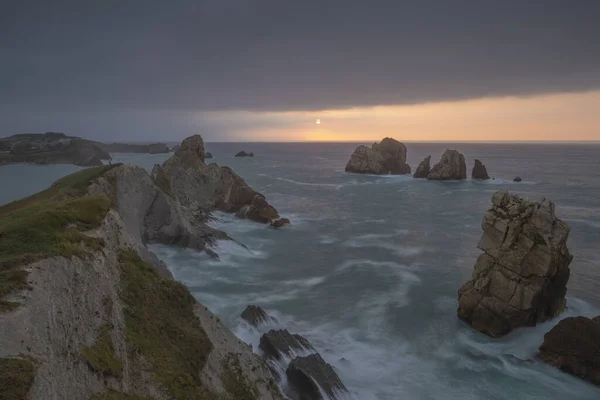 Picturesque Seascape Costa Quebrada Cantabria Spain Sunset — Stock Photo, Image