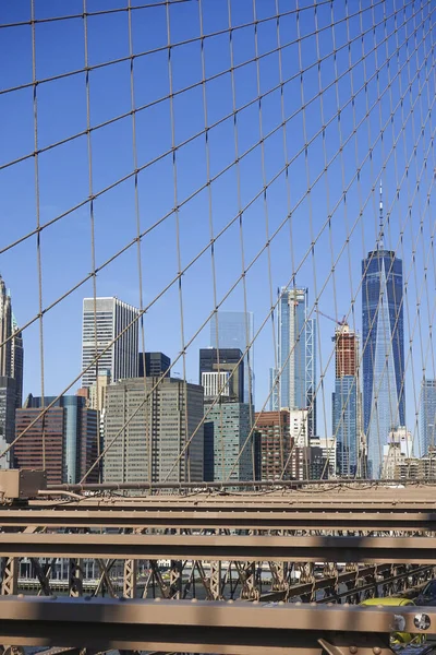 Plano Vertical Del Horizonte Manhattan Desde Brooklyn Bridge Nueva York —  Fotos de Stock