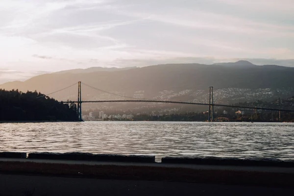 Landscape Bridge Water Stanley Park Sunny Day Vancouver Canada — Stock Photo, Image