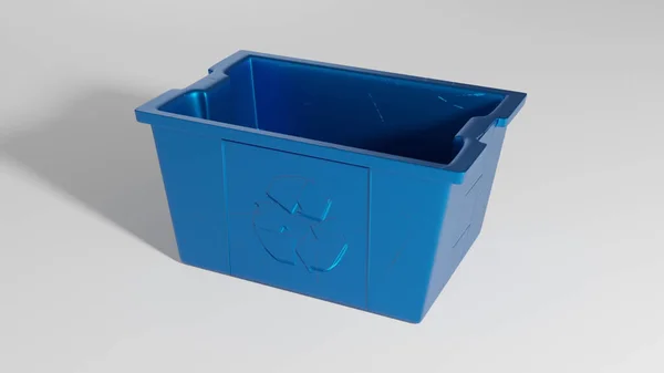 Синяя Пустая Коробка Изолирована Светлом Фоне — стоковое фото