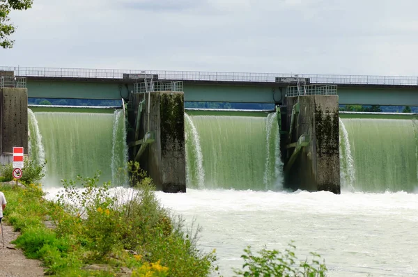 Open Flood Gates Power Plant River Enns Upper Austria — Stock Photo, Image