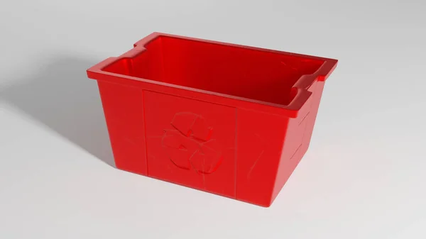 Uma Caixa Vazia Vermelha Isolada Fundo Claro — Fotografia de Stock