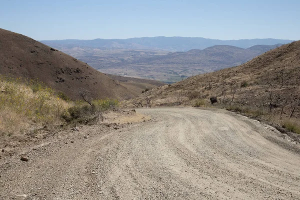 Uma Estrada Arenosa Deserto Manhã — Fotografia de Stock